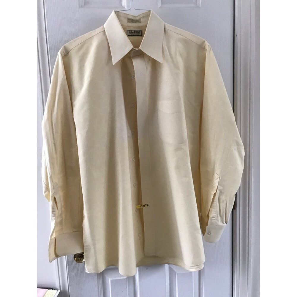 Vintage 1990's L. L. Bean Men's Yellow Long Sleeve Shirt 100% Cotton 16 1/2 x 33